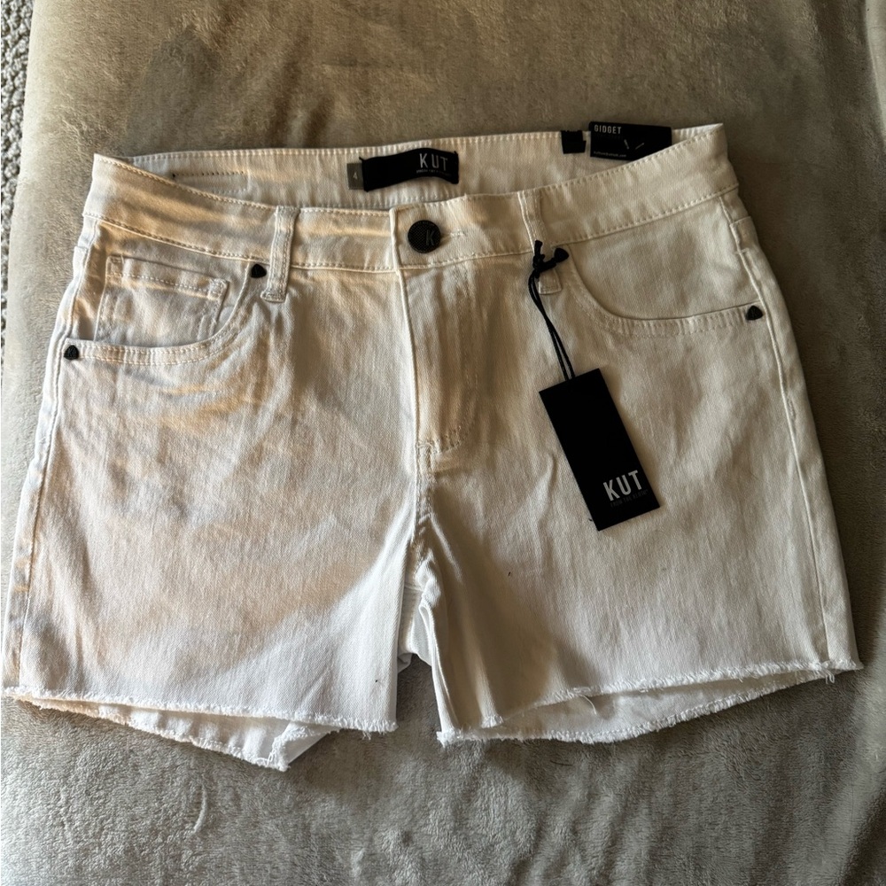 Kut from the Kloth White Jean Shorts Distressed Casual
